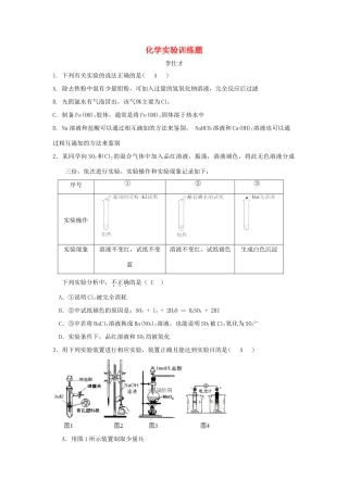 湖北省黄冈市高考化学一轮复习 化学实验训练-人教版高三全册化学试题