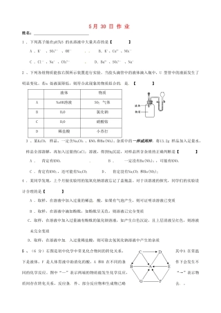 九年级化学下册 5月24日作业 新人教版试卷