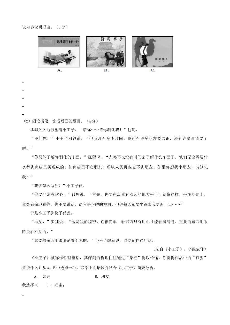 中考语文复习模拟试卷(一)试卷_第2页