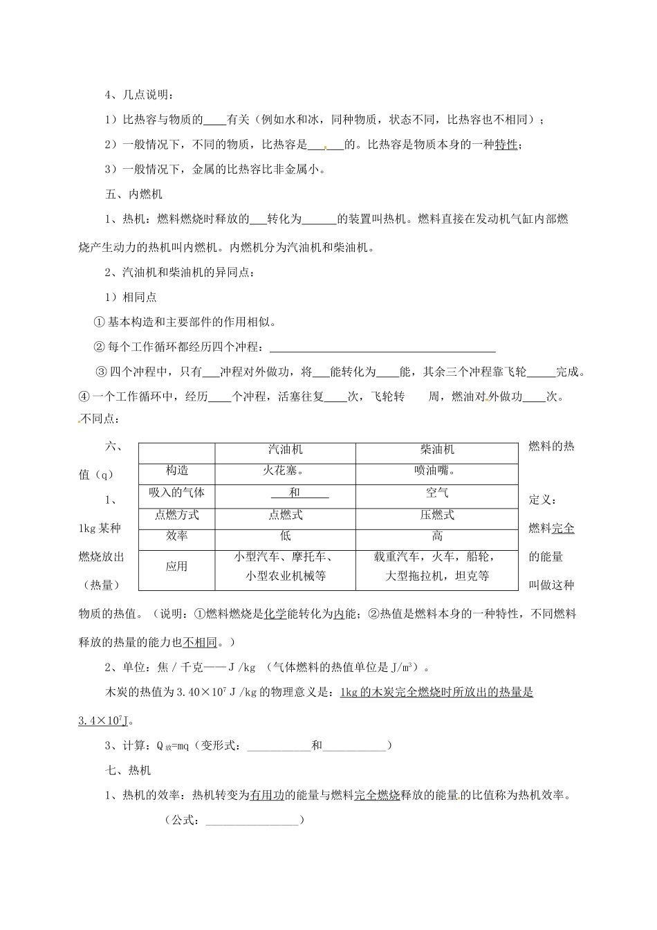 山东省临沂市平邑县 八年级物理下学期暑假自主指导作业(内能与热机) 新人教版试卷_第2页