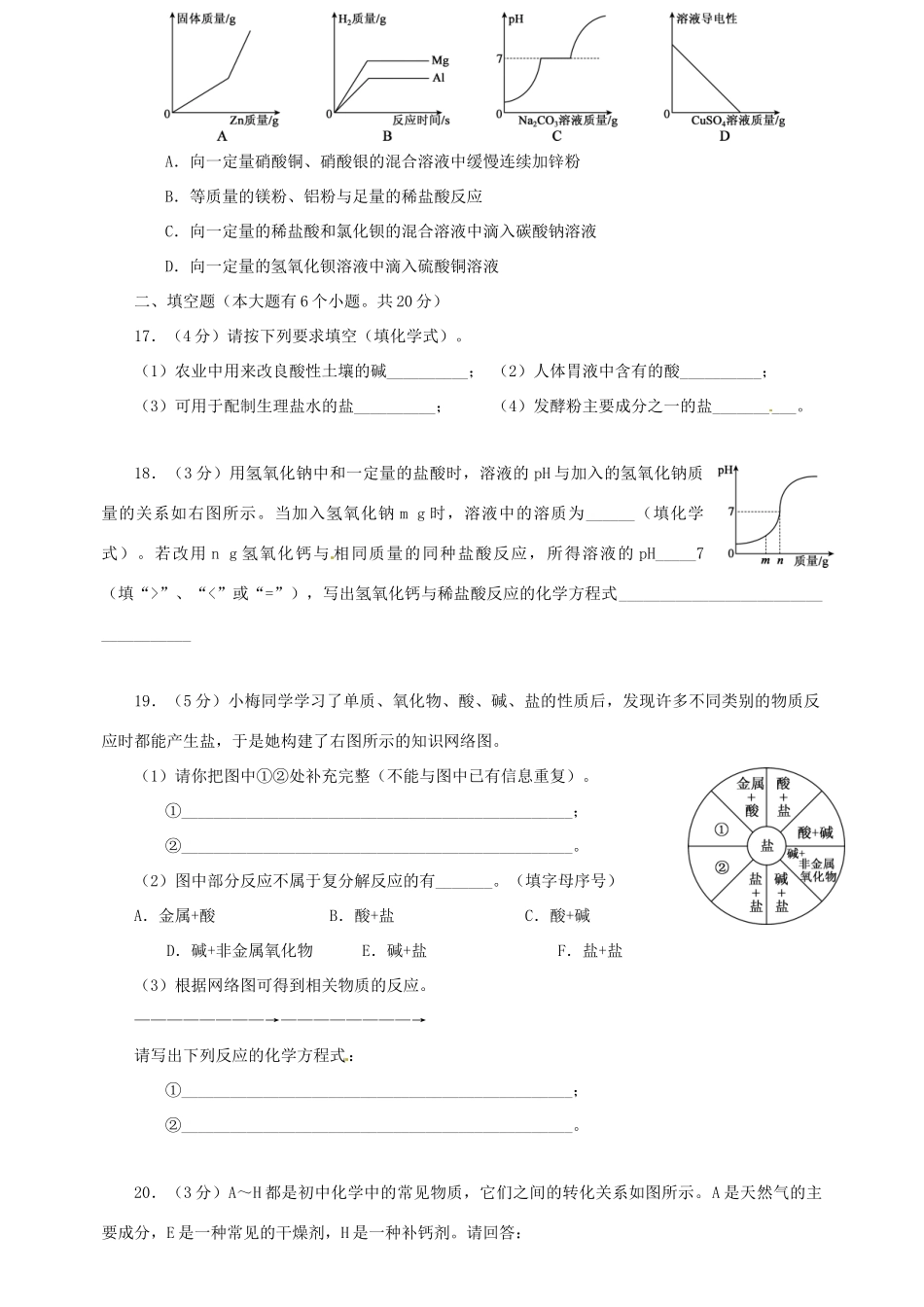 九年级化学下学期阶段测试一试卷_第3页