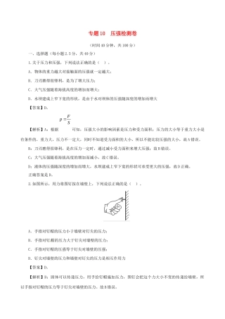 中考物理第一轮复习 专题10 压强检测卷试卷