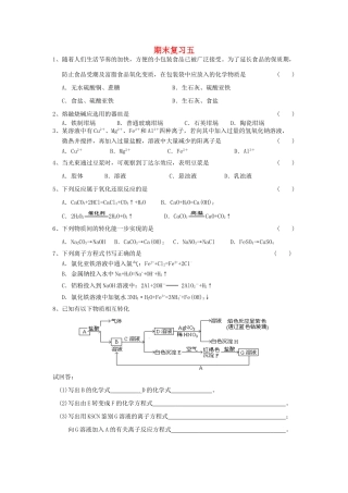江苏省溧阳市高一化学同步练习 32期末复习五（无答案）苏教版