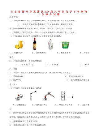 九年级化学下学期第二次练兵试卷