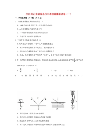 山东省青岛市中考物理模拟试卷(一)试卷