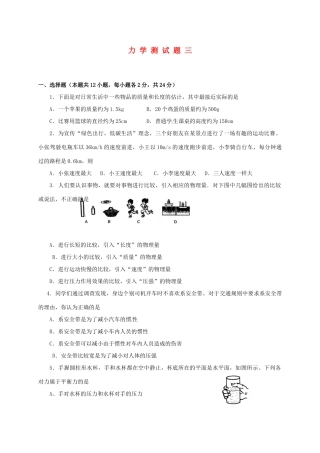 中考物理专题复习 力学测试卷三 试卷