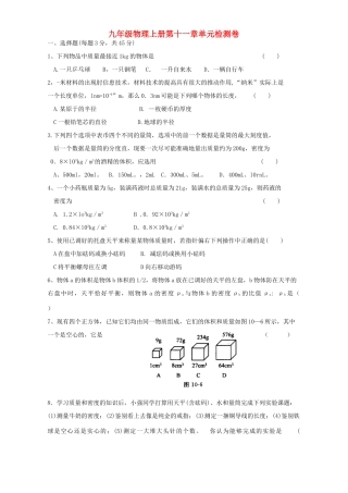 九年级物理上册第十一章单元检测卷 新课标 人教版试卷