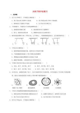 中考物理复习 粒子、宇宙试卷