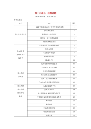 （山东专用）版高考历史一轮总复习 第十六单元 20世纪的战争与和平检测试题（含解析）新人教版-新人教版高三全册历史试题