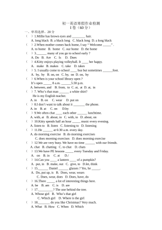 初一英语寒假作业检测