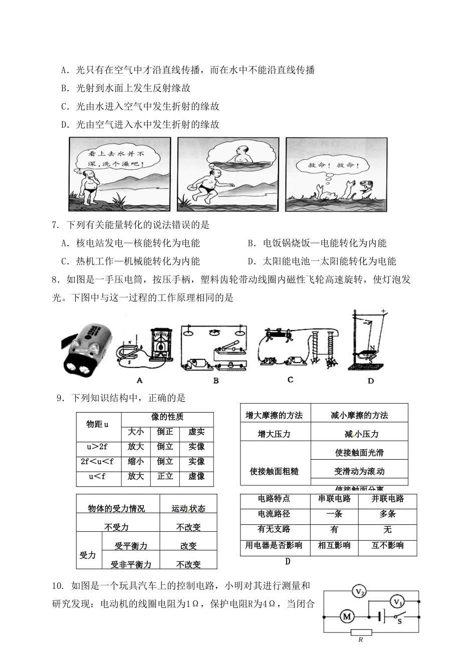 中考物理模拟试卷(一)试卷(00001)_第2页