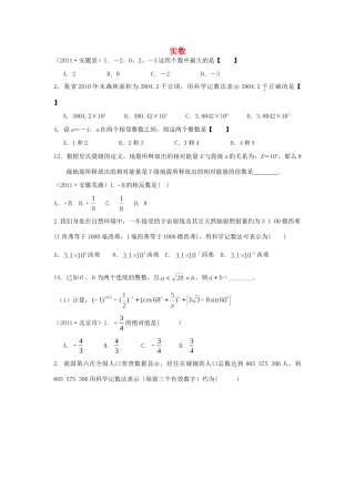 各地中考语文分类 实数北师大版试卷