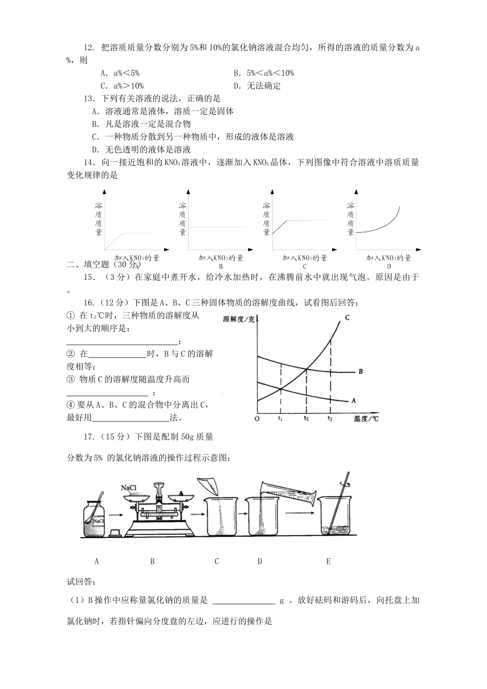 九年级化学第九单元检测卷 新课标 人教版试卷_第2页