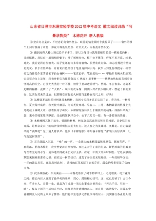 中考语文 散文阅读训练 写景状物类 木棉花开 新人教版试卷