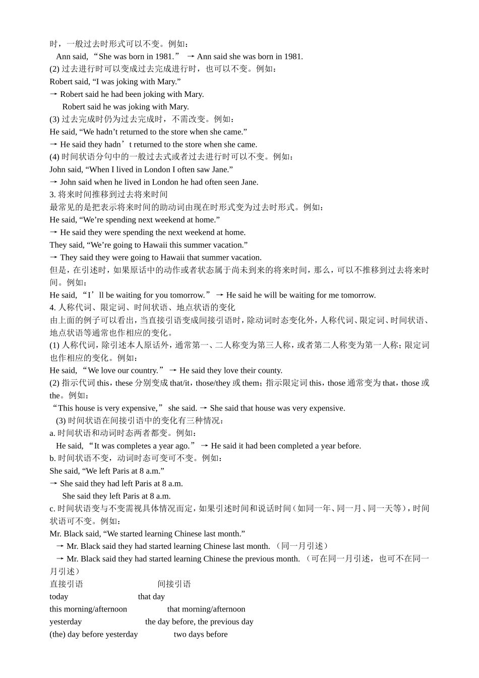 中考英语试题：直接引语变间接引语专练4_第3页