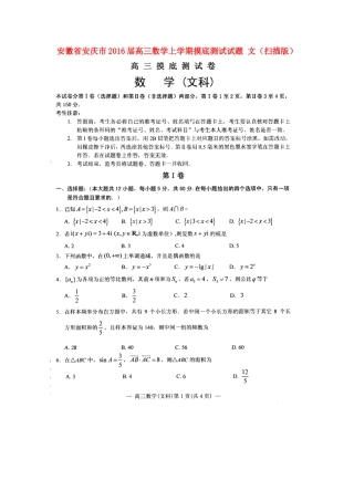 安徽省安庆市高三数学上学期摸底测试试卷 文试卷