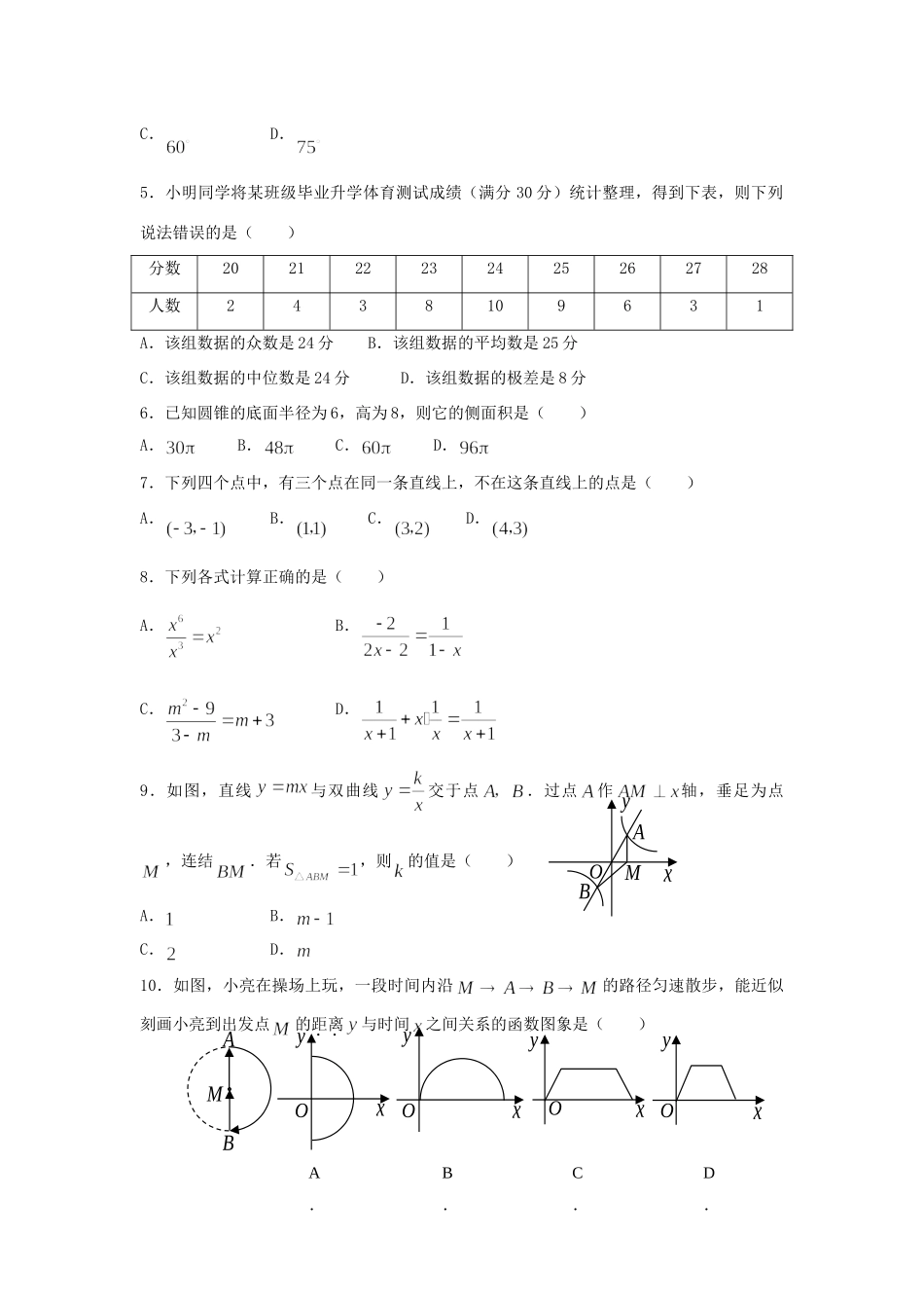 初中升学考试数学试卷 试题_第2页