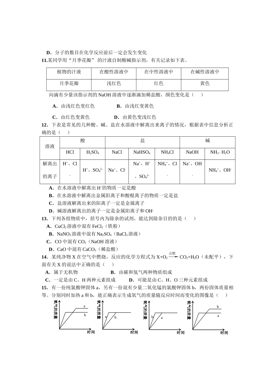 九年级化学中考科研题试卷人教版试卷_第3页