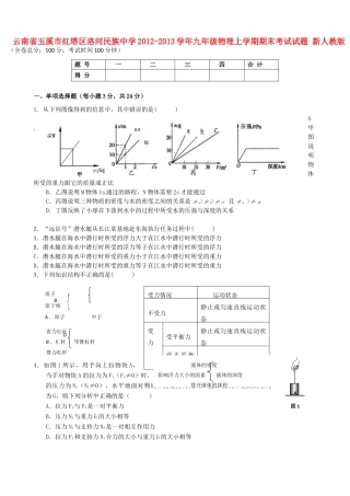 九年级物理上学期期末考试试卷 新人教版试卷