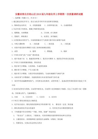 九年级化学上学期第一次质量调研试卷