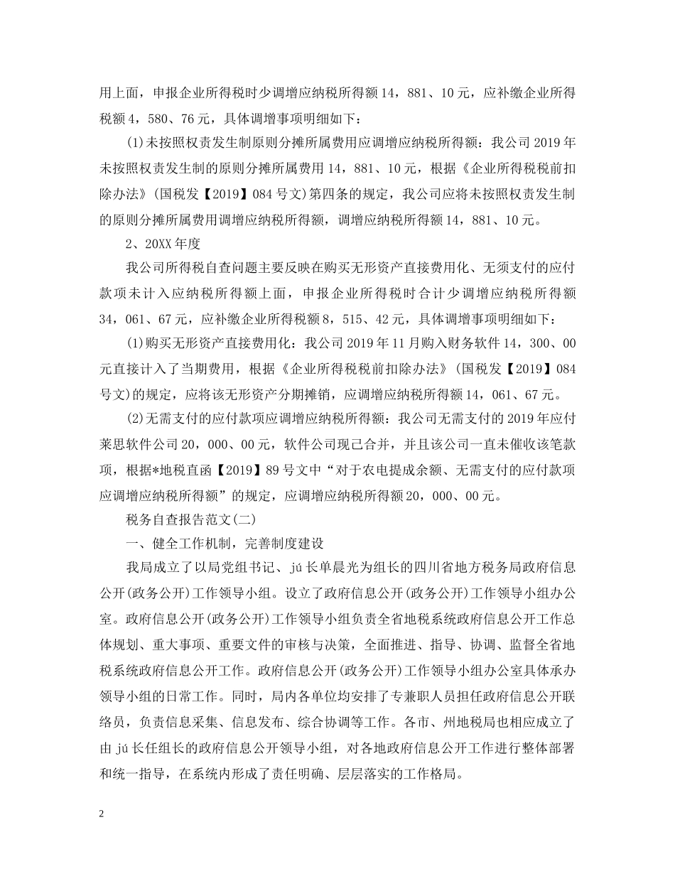 税务自查报告范文精选 _第2页