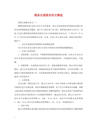 税务自查报告范文精选 