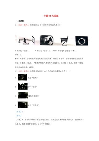 各地中考物理真题分类汇编(第2期)专题04 光现象试卷