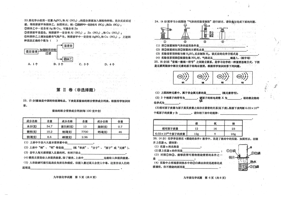 山东省青岛市市北区中考化学二模试卷(pdf，无答案)试卷_第3页