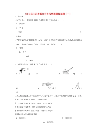 山东省烟台市中考物理模拟试卷(一)试卷