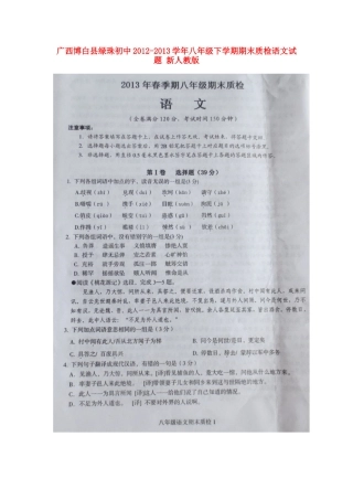 八年级语文下学期期末质检试题(扫描版) 新人教版 试题