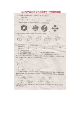 九年级数学下学期模拟试卷(扫描版，无答案)试卷