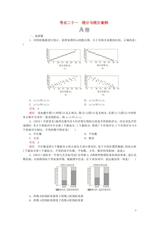 高考数学大二轮复习 刷题首选卷 第一部分 刷考点 考点二十一 统计与统计案例 理-人教版高三全册数学试题