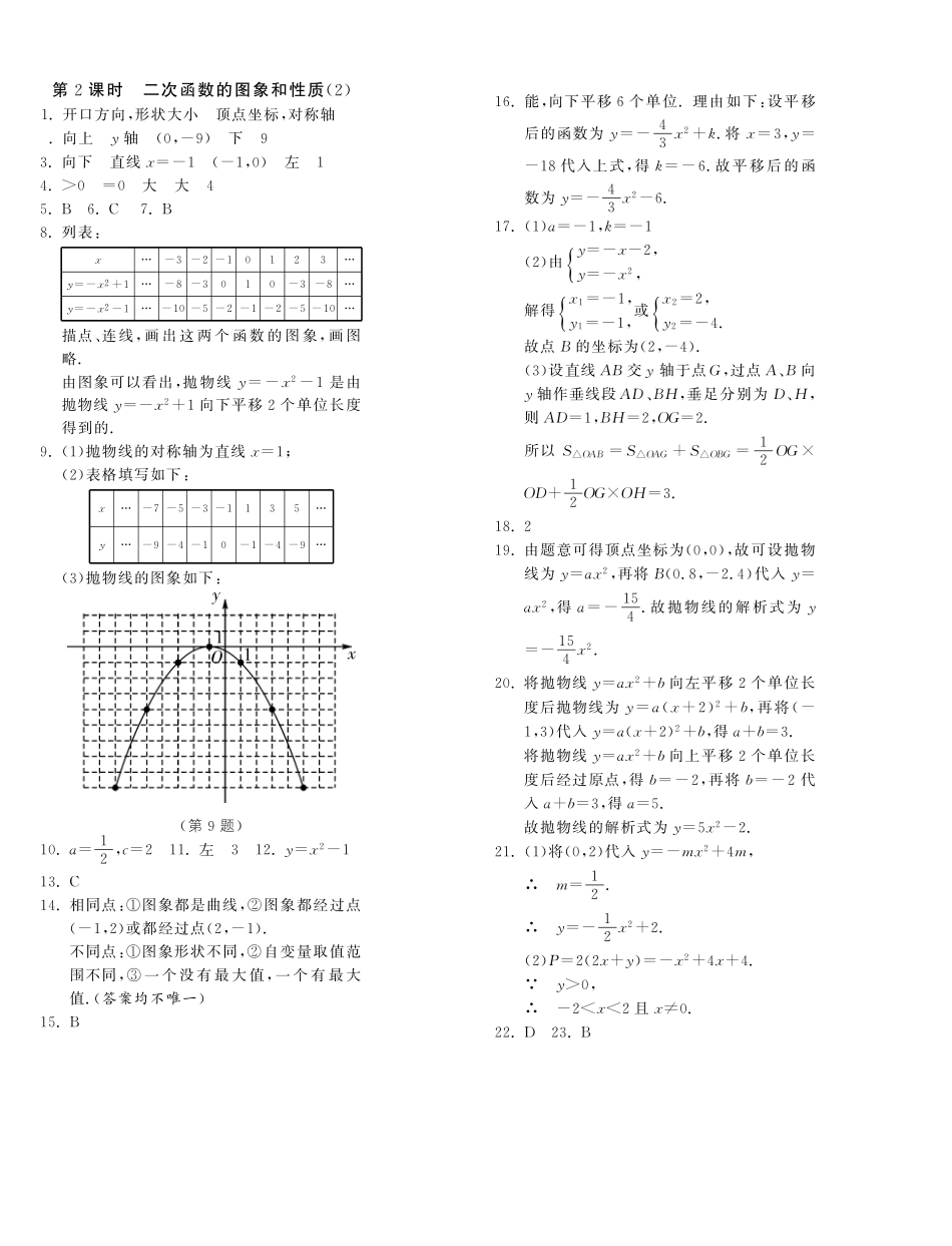 九年级数学下册 622二次函数的图象和性质试卷(2)(基础巩固提优课外拓展提优开放探究提优，pdf) 苏科版 试卷_第3页