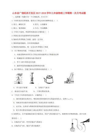 山东省广饶经济开发区九年级物理上学期第一次月考试卷 新人教版试卷