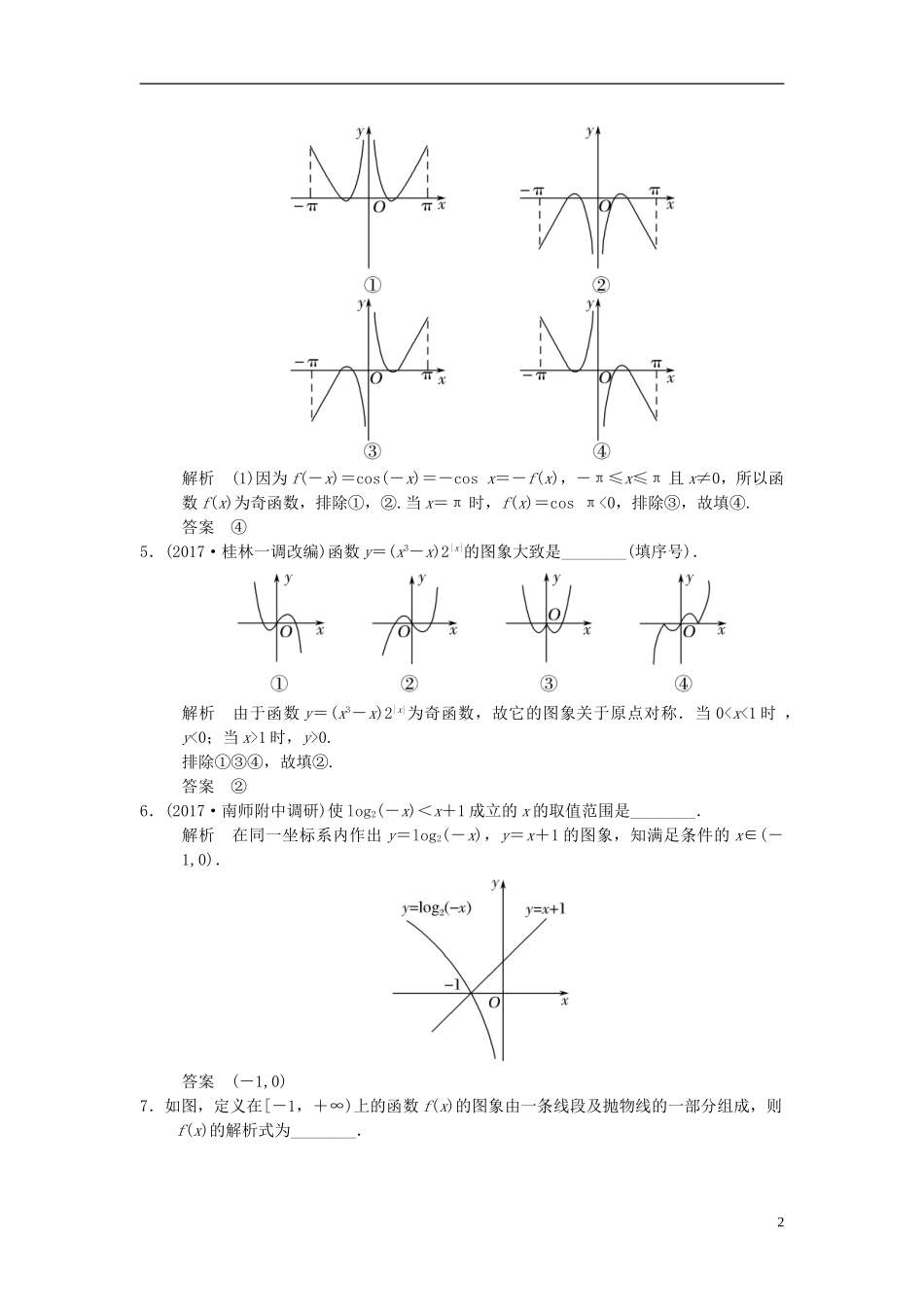 （江苏专用）高考数学一轮复习 第二章 函数概念与基本初等函数I 2.7 函数的图象课时作业 文-人教版高三全册数学试题_第2页