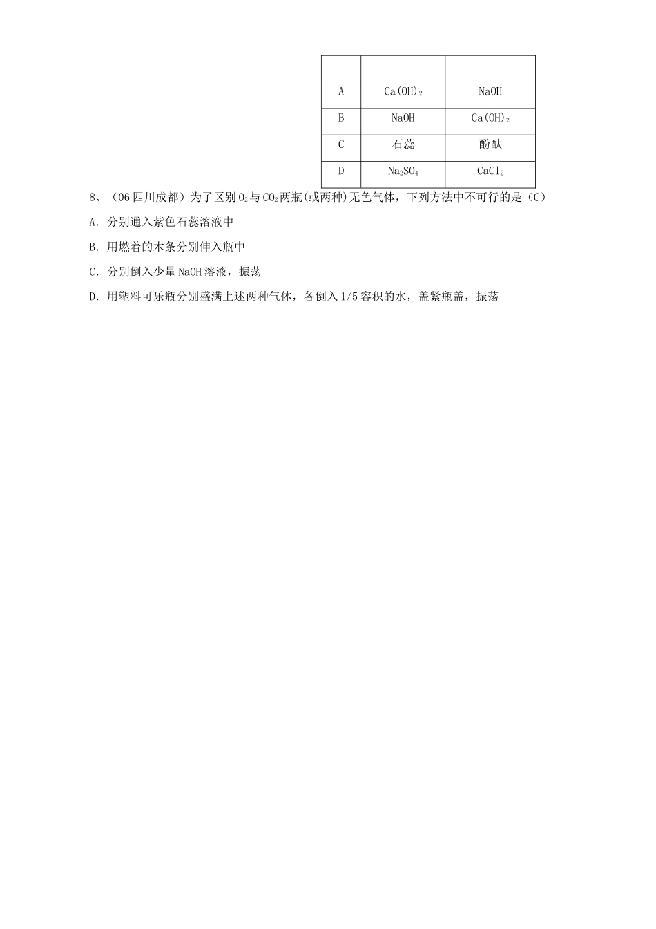 各地中考化学试卷选择题分类汇编 碳和碳的化合物 新课标 人教版试卷_第2页