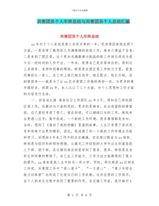 共青团员个人年终总结与共青团员个人总结汇编
