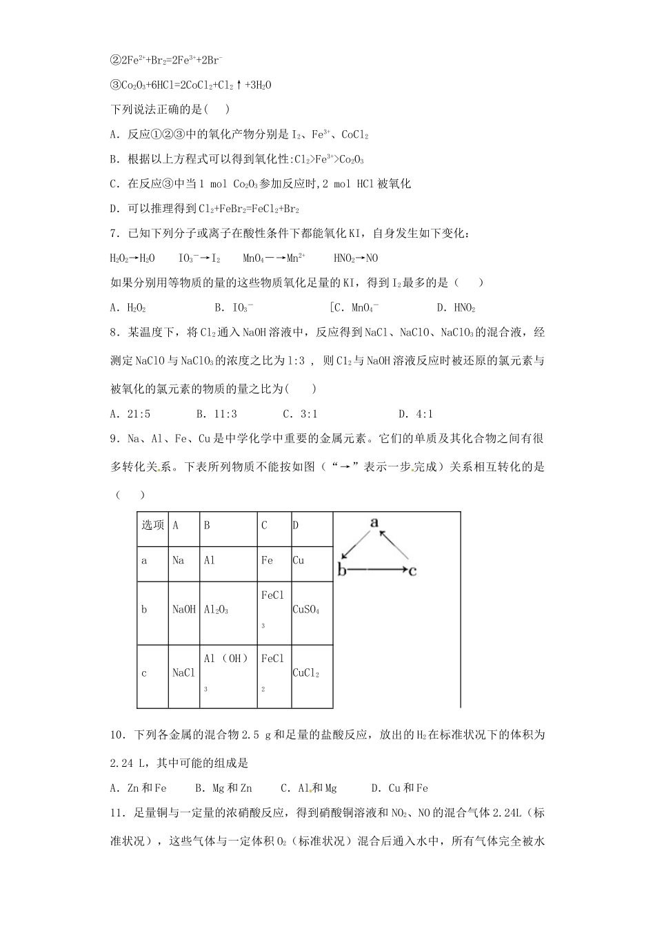 山东省滕州市高三化学上学期期末复习自测题（六）-人教版高三全册化学试题_第2页