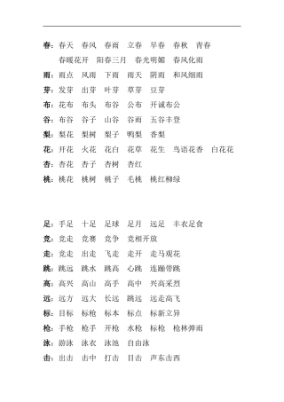 一年级下学期语文扩词