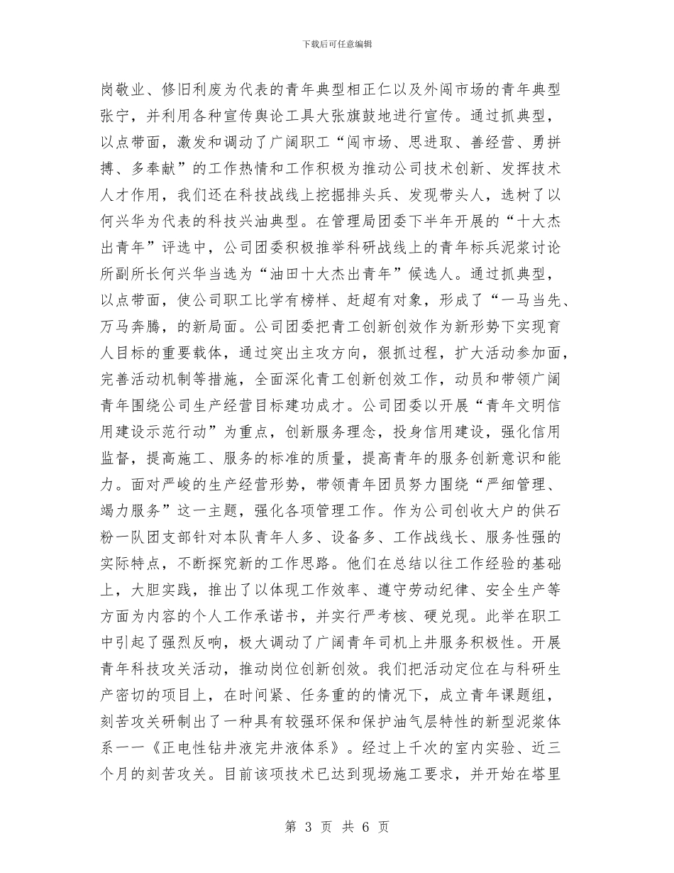 共青团工作总结与共青团工作总结表彰大会主持词工作总结汇编_第3页