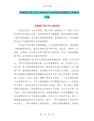 共青团干部工作心得体会与共青团志愿服务工作意见汇编