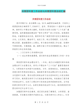 共青团年度工作总结与共青团年度总结汇编