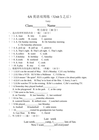 6A英语双周练(Unit5之后)