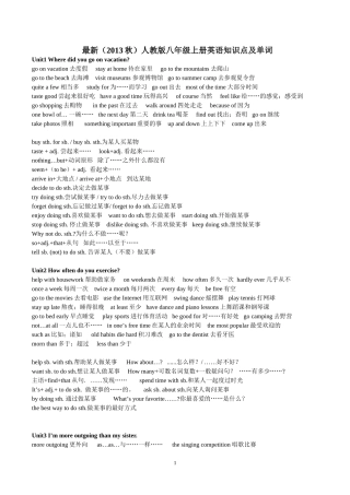 最新(2013秋)人教版八年级上册英语知识点及单词-2