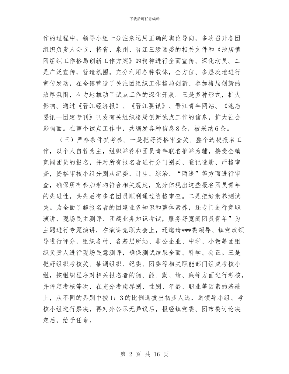 共青团组织格局创新试点工作总结与共青团组织活力调查报告汇编_第2页