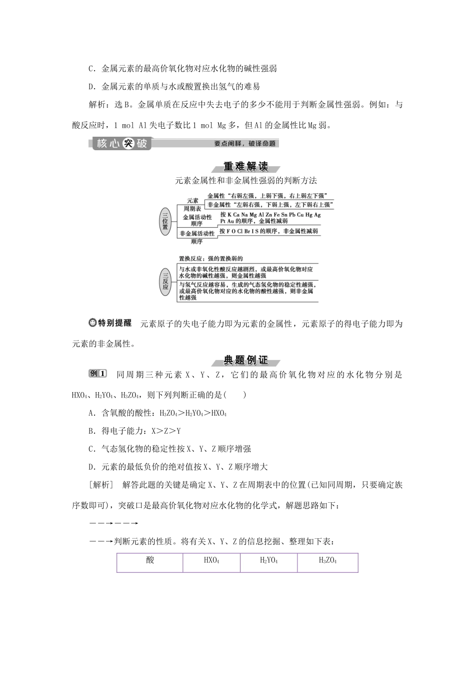 高中化学 第1章 原子结构与元素周期律 第3节 元素周期表的应用 第1课时 认识同周期元素性质的递变规律练习（含解析）鲁科版必修2-鲁科版高一必修2化学试题_第2页