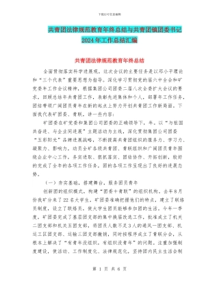 共青团规范教育年终总结与共青团镇团委书记2024年工作总结汇编