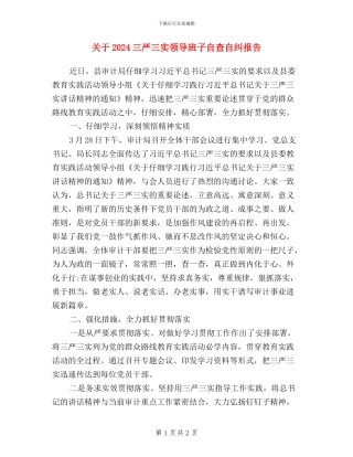 关于2024三严三实领导班子自查自纠报告