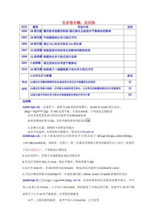 北京市高考化学 专题分析 反应热