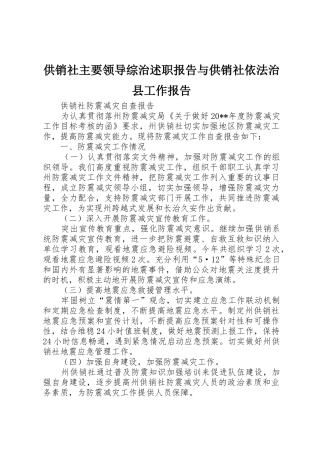 供销社主要领导综治述职报告与供销社依法治县工作报告